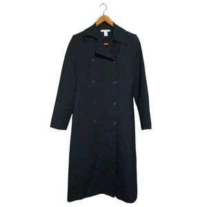 Vintage Michael Kors Sz 6 Trench Coat 99% Wool Tweed Duster Made In Italy Black